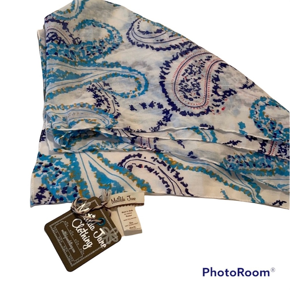 Matilda Jane Wrap Scarf sarong Shawl Blue White Beachy Tropical Cruise Gift NEW